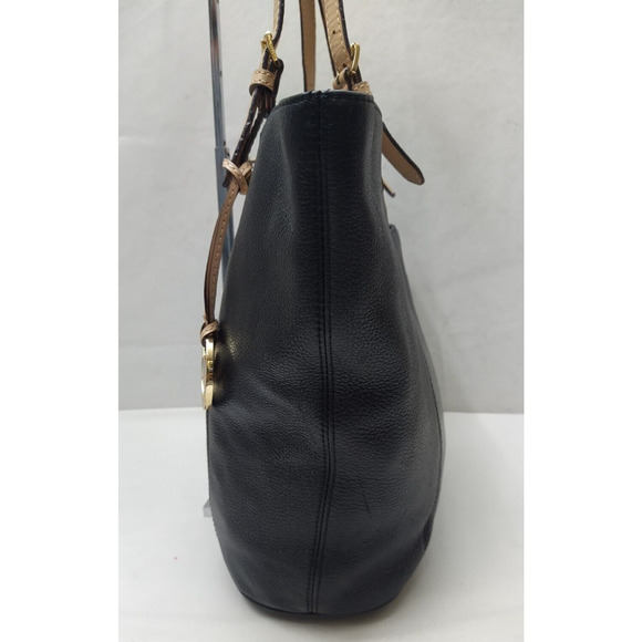 Michael Kors Jet Set Black Soft Leather Double Handles Tote Shoulder Bag - Picture 4 of 16